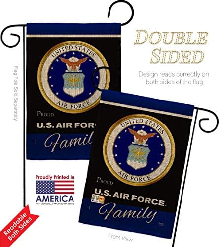 Breeze Decor Air Force Proudly Family Burlap Garden Flag - Pack Armed Forces USAF United State American Military Veteran Retire Official Support Our Troops - House Yard Gift Double-Sided 13 X 18.5 - Image 3