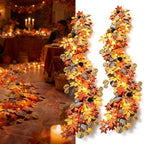 Solar Fall Garland with Lights, Maple Leaf Outdoor Indoor (10ft-BAT, 2PC) by Ontuz