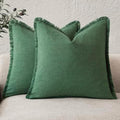Foindtower Decorative Linen Fringe Throw Pillow Covers 22×22 Pine Green by Foindtower