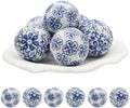 6 Pc Decorative Blue Balls Chinoiserie Ball Ceramic Orbs for Centerpiece Bowls Tray Bowl Basket Gifts for Vases Dining Table Christmas Halloween Wedding Party Decoration(B) by CXMpapali