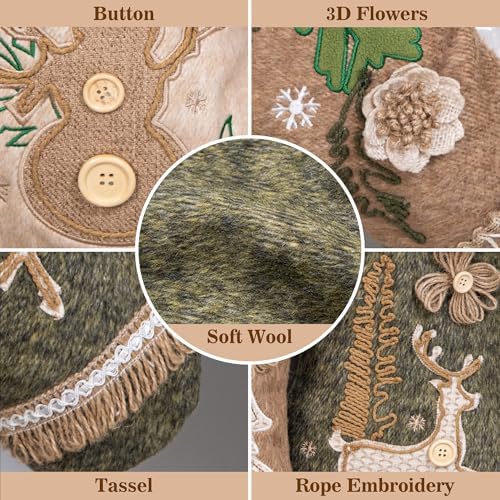 LUBOT 5 Pack Christmas Stockings Set of 5 Large Family Xmas Stocking Woolen Embroidered 20" Modern Rustic Farmhouse Country Rope Fireplace Hanging Holiday Decor - Image 2