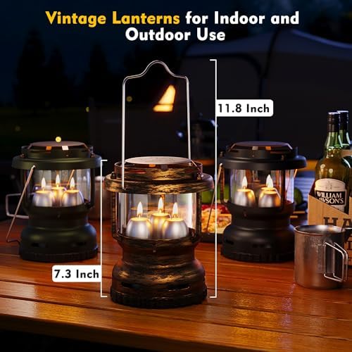 3-Wick Candle Lantern for Power Outages, 18H Emergency Light, Vintage Brass - Image 5