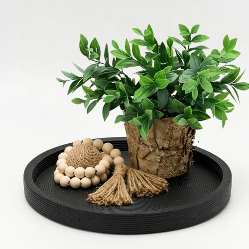 Vanselia Decorative Table Tray Round Trays Home Decor Cement (11.8" Black) - Image 7