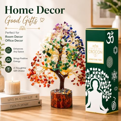 Crocon® 7 Chakra Crystal Tree of Life, Healing Crystals Tree 10-12 Inch, - Image 3