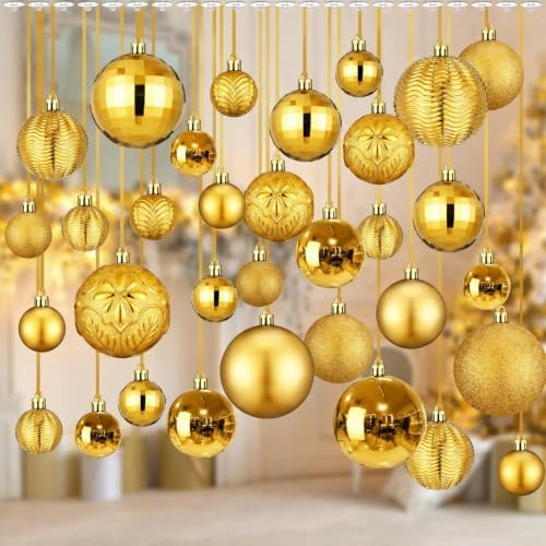 36 Pcs Christmas Balls Ornaments for Ceiling, Gold by Relaxgiant