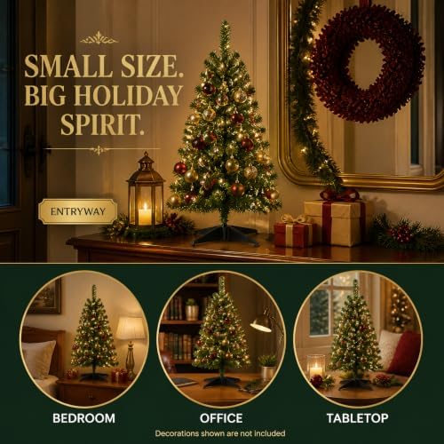 XXYYZZ 3FT Pre-lit Artificial Christmas Tree with 50 LED Lights （11 Modes） - Image 4