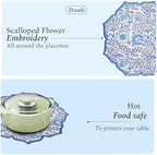 CPC Indigo Blue Block Print Cotton Floral Placemat 15x15 Inch, Set of 4 - Image 4