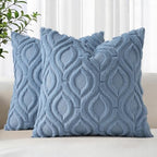 decorUhome Faux Fur Soft Dusty Blue Throw Pillow Covers 26x26 Set of 2 by decorUhome