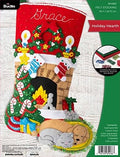 Bucilla Felt Applique 18" Stocking Making Kit, Holiday Hearth, Perfect for DIY Arts and Crafts, 89486E by Bucilla