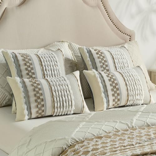 FUTEI 2 Pack Tufted Throw Pillow Covers Covers 50x50 cm,Grey+Brown - Image 6