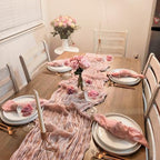 12 Pack Dusty Pink Cheesecloth Table Runner 35x120 Inches Spring Summer Boho 10FT Sheer Pink Cheese Cloth Table Runner for Wedding Baby Shower Tea Party Boho Home Decorations - Image 3