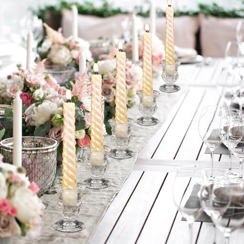 66 Pcs Clear Glass Candlestick Holders Taper Candle Holder Bulk 2.5 Inch Candle Stick Holder for Table Centerpiece Mantel Wedding Housewarming Gift Rustic Vintage Valentines Dinning Decoration (Clear) - Image 4