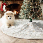 CHICHIC 60 Inch Large Christmas Tree Skirt White Tree Skirt Xmas Faux Fur Tree Skirts Christmas Decorations for Holiday Tree Ornaments Christmas Party Home Decorations with Sequin Gold Snowflakes - Image 2