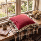 patdrea Vintage Red Linen Throw Pillow Covers,Set of 2,22"x22"-Kubum - Image 3