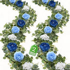 Livole 2Pcs 12 Ft Flower Garland Decoracion Blue Peony Floral Garland by Livole