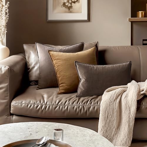 MIULEE Decorative Dark Coffee Velvet Throw Pillow Covers for Couch 22x22 in - Image 4