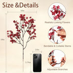 30PCS Fall Artificial Flowers Baby Breath, Burgundy & Orange Fall Flowers - Image 2