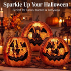 Simgoing 3 Pcs Large Halloween Disco Pumpkin Decor, Ghost Pumpkin, Orange - Image 4