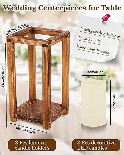Huquary 16Pcs Wooden Wedding Lantern Centerpiece Rustic Wood Lantern, Brown - Image 2