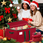 SeasonBliss Christmas Ornament Storage Box, Large Holds 128 Balls, Red - Image 7