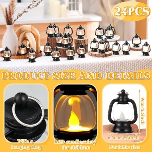 Ferraycle 24 Pcs Mini Lanterns Bulk 4 Inch Black Lamp Table Centerpieces - Image 2