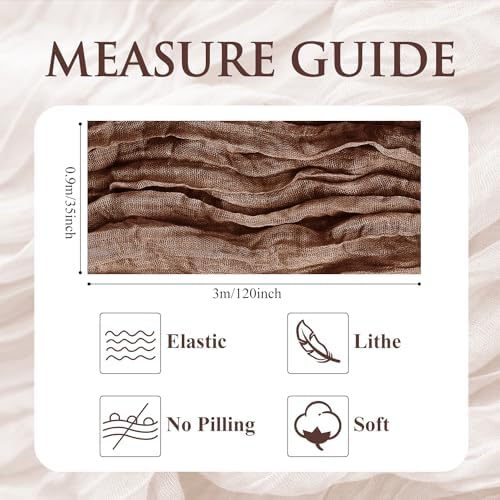 Cheesecloth Table Runner 10FT 12Pcs Brown Boho Gauze Rustic Sheer Runners - Image 2