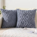 Pallene Fall Blue Grey Faux Fur Throw Pillow Covers 24x24 Set of 2 by PALLENE