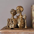 Skull Decor Halloween Decoration: Skeleton Couple Figurines Resin Gothic Statues Vintage Home Decor for Shelf Table Mantel Collectible Wedding Gift (A-Small) by XYQXYQ