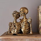 Skull Decor Halloween Decoration: Skeleton Couple Figurines Resin Gothic Statues Vintage Home Decor for Shelf Table Mantel Collectible Wedding Gift (A-Small) by XYQXYQ