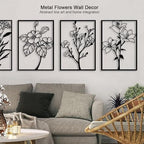 Metal Flower Wall Decor Art Living Room, Black Floral Wall Art Home Decor - Image 2