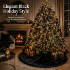AOGU 48 Inch Black Christmas Tree Skirt, Faux Fur Halloween Tree Skirt - Image 6