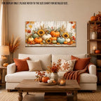 WAXWHELK Pumpkin Fall Canvas Wall Art, Pumpkin Sunflowers Wheat Stalks Maple Leaves Harvest Painting Pictures, Rustic Farmhouse Autumn Thanksgiving Artwork for Living Room Decor (30"x60") - Image 2