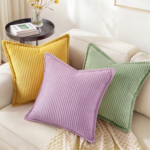 decorUhome Fall Corduroy Lilac Throw Pillow Covers 26x26 Set of 2 - Image 4