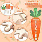 35 Inch Easter Carrot Wooden Porch Sign Spring Carrot Standing Decor with Rope Happy Easter Welcome Sign for Indoor Outdoor Entryway Yard Home Holiday Hanging Decoration - Image 4