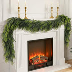 N&T NIETING 9FT Christmas Norfolk Pine Garland Real Touch Artificial Greenery Garlands Faux Winter Garland for Mantle Fireplace Table Stair Front Door Indoor Outdoor Holiday Xmas Decorations (1 Pcs) by NTNIETING