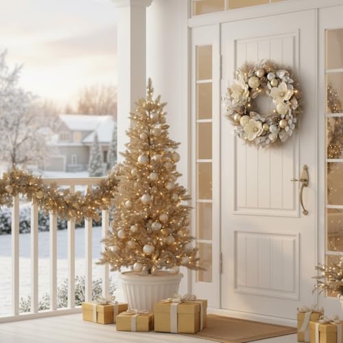 Valery Madelyn 24" Pre-Lit Large Christmas Wreath for Front Door with Light - Image 4