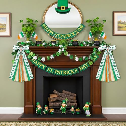 2 Pcs St Patricks Day Clover Ribbon Bow for Wreath Sash for Front Door - Image 4