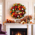 24 Inch Fall Wreath for Front Door,Farmhouse Harvest Door Wreaths - Image 5