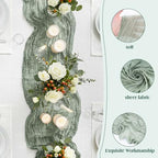 LemonRoad 4 Pcs 20ft Cheesecloth Table Runners Boho Gauze, Sage Green - Image 5