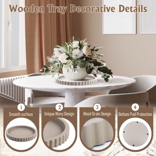 2 Pcs Round Trays for Coffee Table Decor, Decorative Tray for Perfume, Candle, Soap, Plants, Circle Coffee Table Trays for Living Room, Bathroom & Table Tray Decor - Image 3