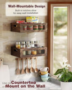 Set of 2 Wooden Countertop Baskets with Sturdy Wire Mesh & Handles - Image 5