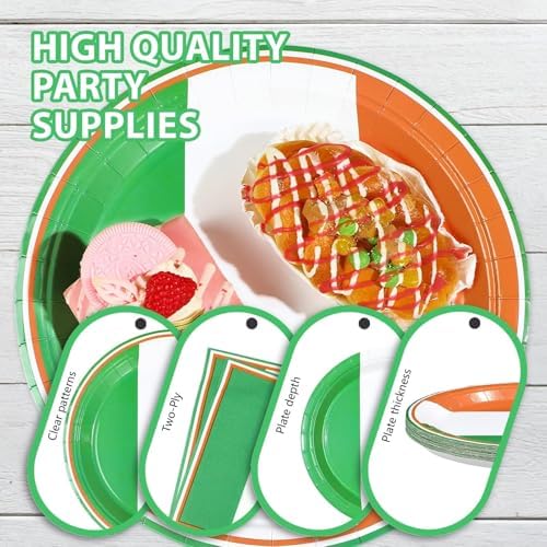 96 Pcs Irish Flag Themed Party Decorations, Serves 24 - Image 6