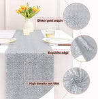Sugargirl 10 Packs 12 x 72 inches Sequin Table Runner, Glitter Silver Table Runner for Birthday Party Supplies Wedding Holiday Celebration Event Decorations - Image 3