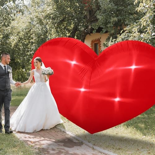 7 Ft Valentine Inflatables Heart Outdoor Decorations with LED Lights, Red Valentines Giant Heart Blow Up Yard Decorations, Romantic Inflatable Decor for Valentines Day Wedding Anniversary Yard Garden - Image 6
