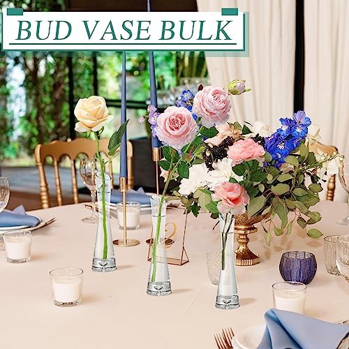 Lallisa 6 Pcs Glass Bud Vases for Centerpieces Maria Modern Clear Small Skinny Decorative Single Flower Bud Vase for Wedding Party Event Home Office Decoration(7.87 Inch,Transparent Color) - Image 6