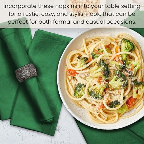 Cotton Clinic Cloth Dinner Napkins - Perfect Everyday Use Table Napkins - Soft Durable Washable - Ideal for Party Wedding Christmas Easter - Set of 12-20x20 inches Green Napkins - Image 6