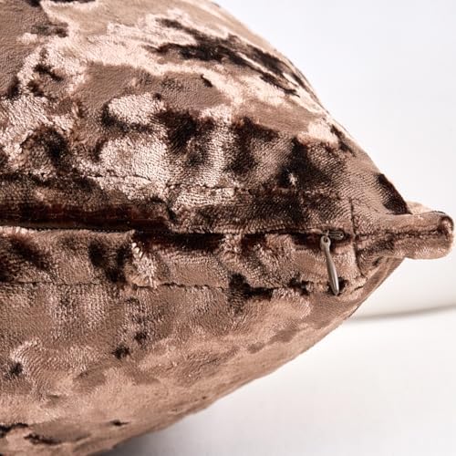 Premium Series, Crushed Velvet Throw Pillow Covers, Luxury Thick Cushion Cases for Home Decor, Dark Brown, 18x18 Inch, Covers Only - Image 3