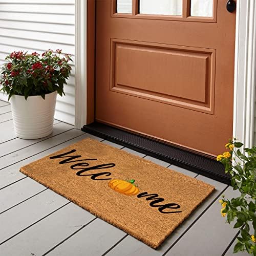 Funny Coir Doormat Welcome Fall Autumn Pumpkin Thanks Giving Halloween Mats Welcome Front Porch Patio Mats for The Entrance Way Personalized Rug Novelty Coir Doormat 23.6 x 15.7inch - Image 2