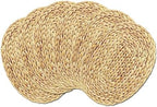 Oval Woven Placemats Set of 6, Natural Water Hyacinth Charger Plates Non-Slip Weave Placemats Farmhouse Straw Braided Rattan Tablemats, Oval Wicker Place Mats for Dining Table - Image 7