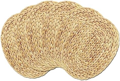Oval Woven Placemats Set of 6, Natural Water Hyacinth Charger Plates Non-Slip Weave Placemats Farmhouse Straw Braided Rattan Tablemats, Oval Wicker Place Mats for Dining Table - Image 7